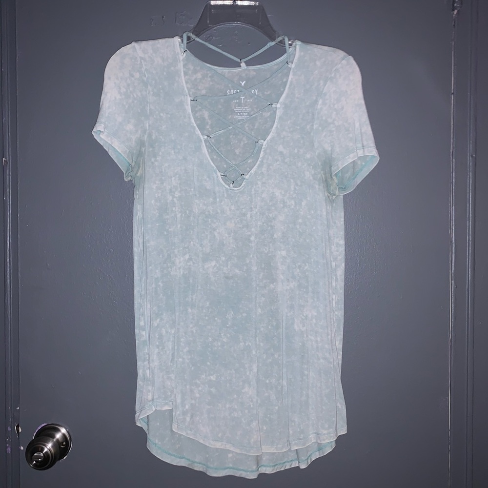 American Eagle Cross Lace Tee
